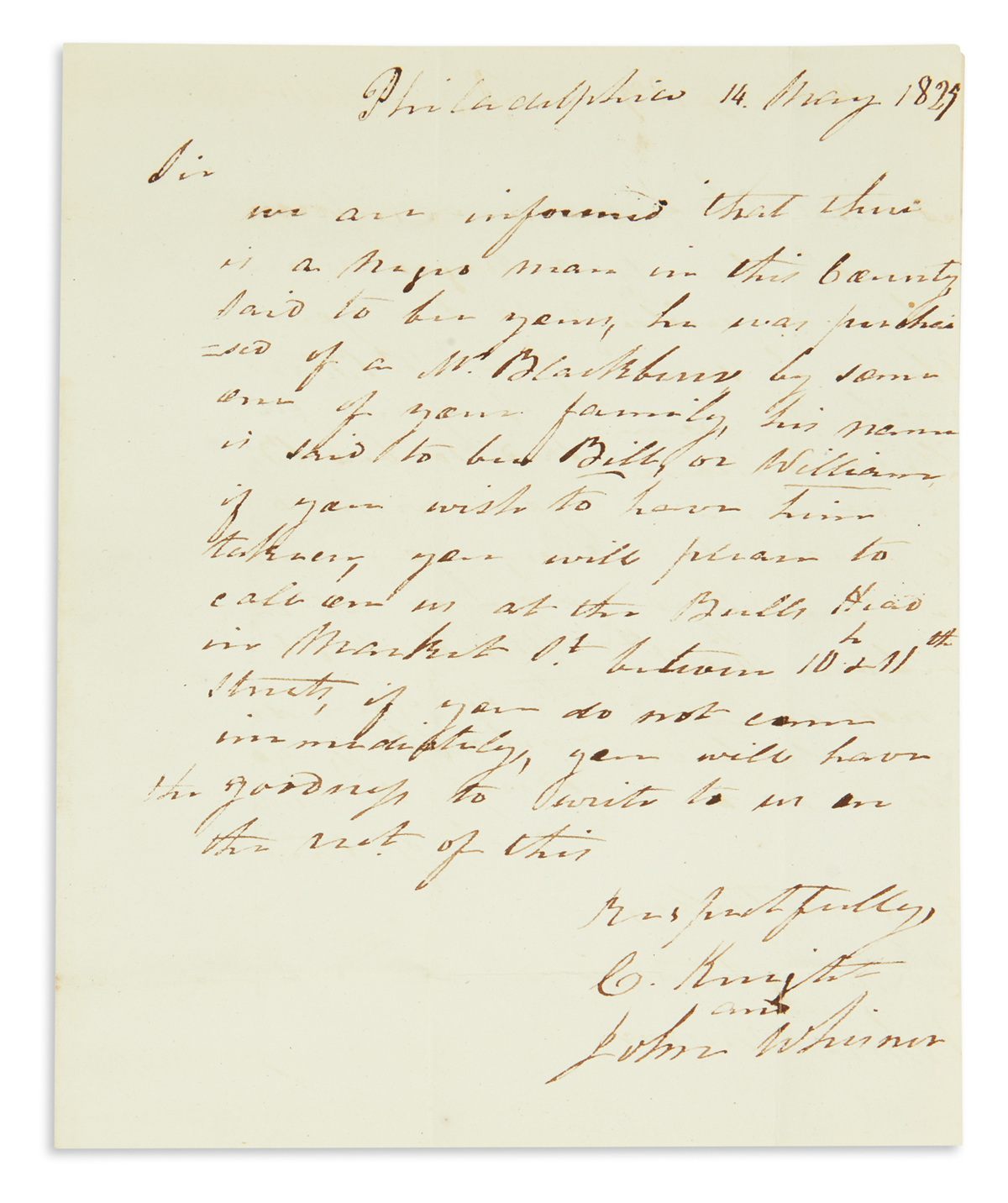 (SLAVERY AND ABOLITION.) Slave documents from the Hooe family, including letters on runaways.